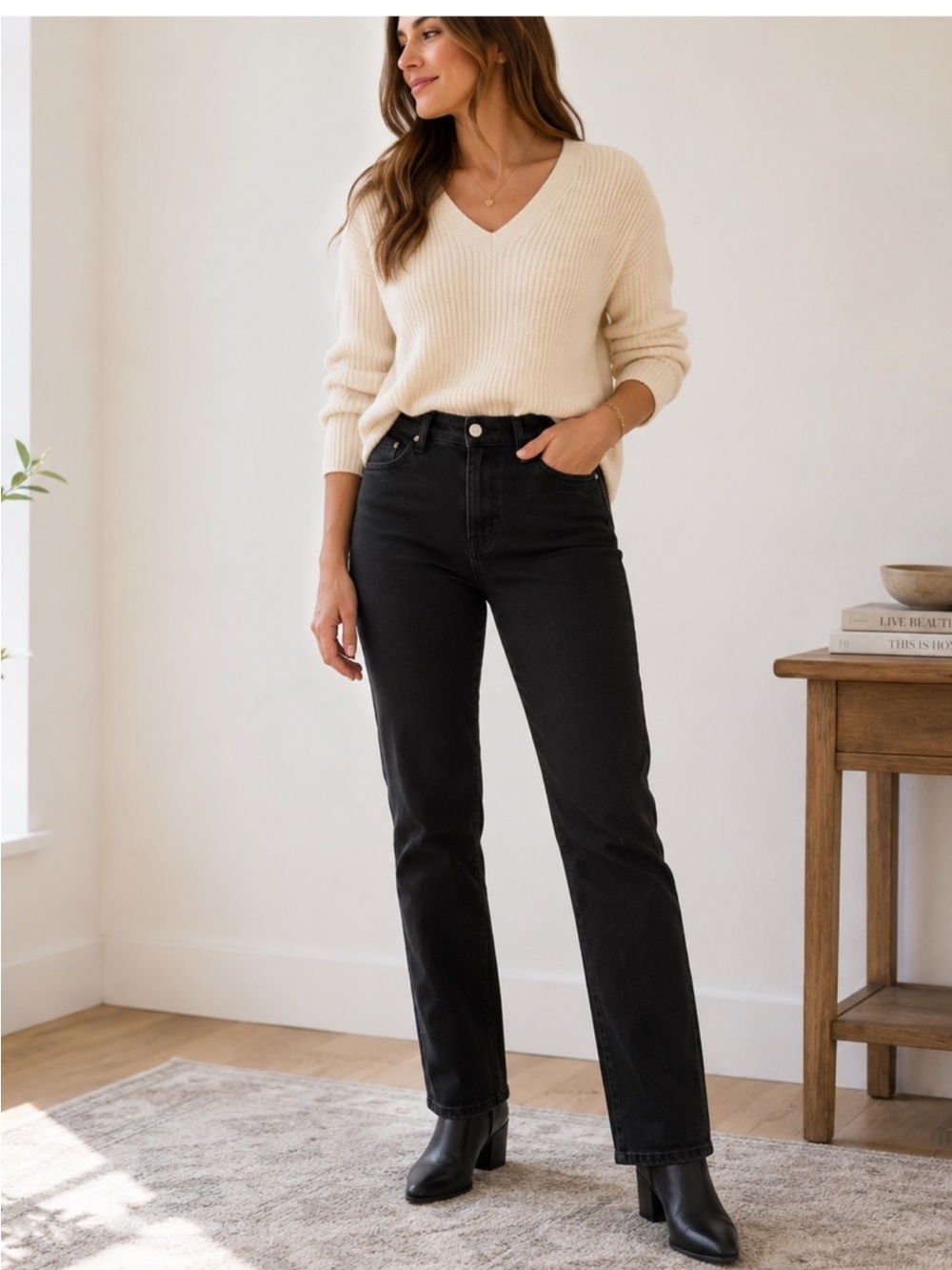 Lauren Ralph Lauren Jeans Co. Classic Straight Leg Jeans Women's SZ 14 in Black